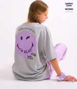 Braless T-Shirt set, Gray T-Shirt + Pants : Purple