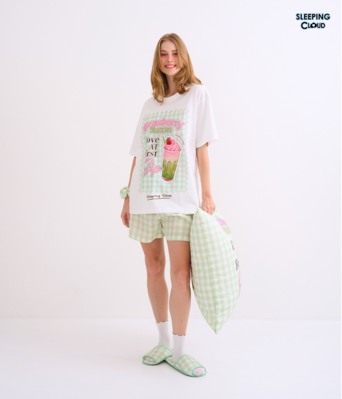 T-Shirt + Shorts set, More Sweets : Strawberry Matcha - Image 2